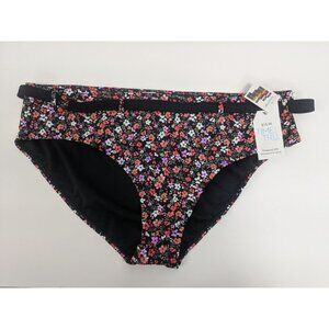 Time and Tru Floral Belted Mid Rise Swim Bikini Bottom Plus Size 2X 20W-22W